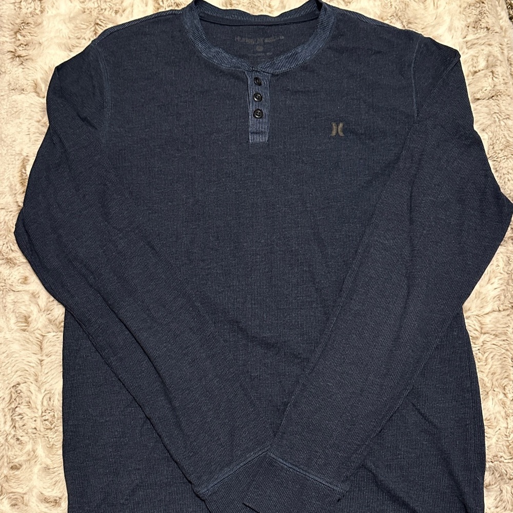 Hurley Dark Blue Long Sleeve Henley Shirt